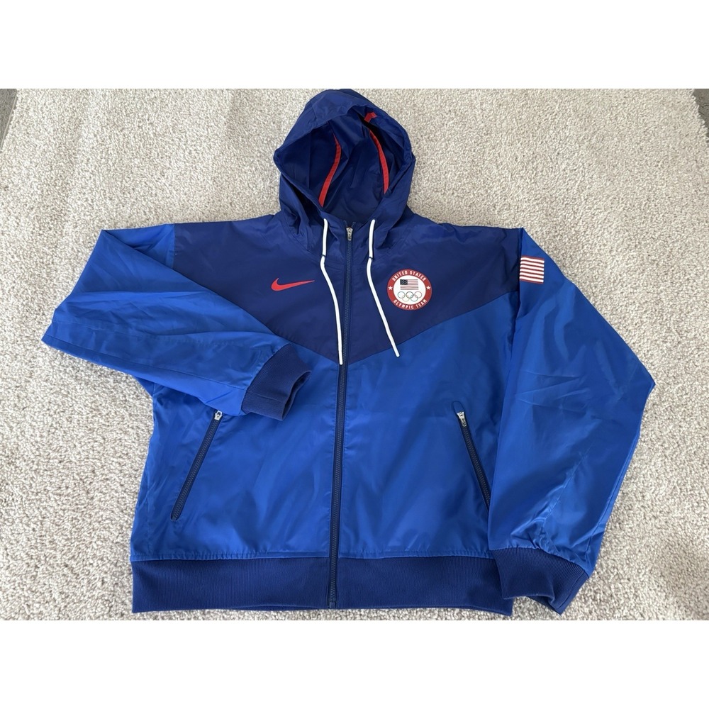 Nike Team USA Olympic Windrunner Jacket Men's S Blue Red 2020 Hooded